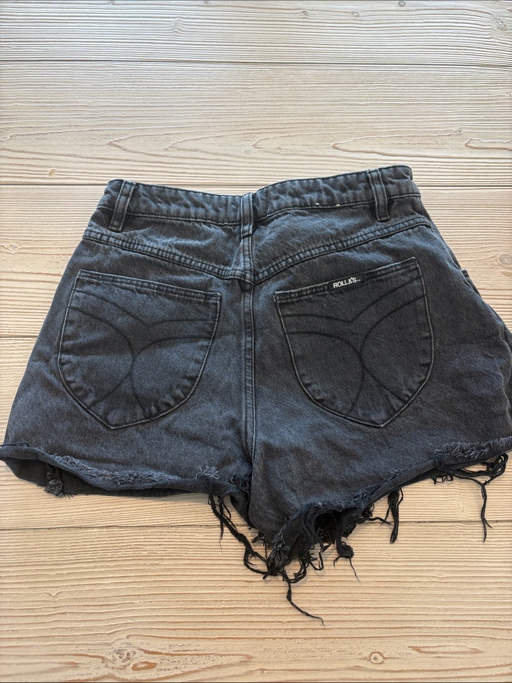 ROLLA'S Black Vintage High-Waist Distressed Denim Shorts
